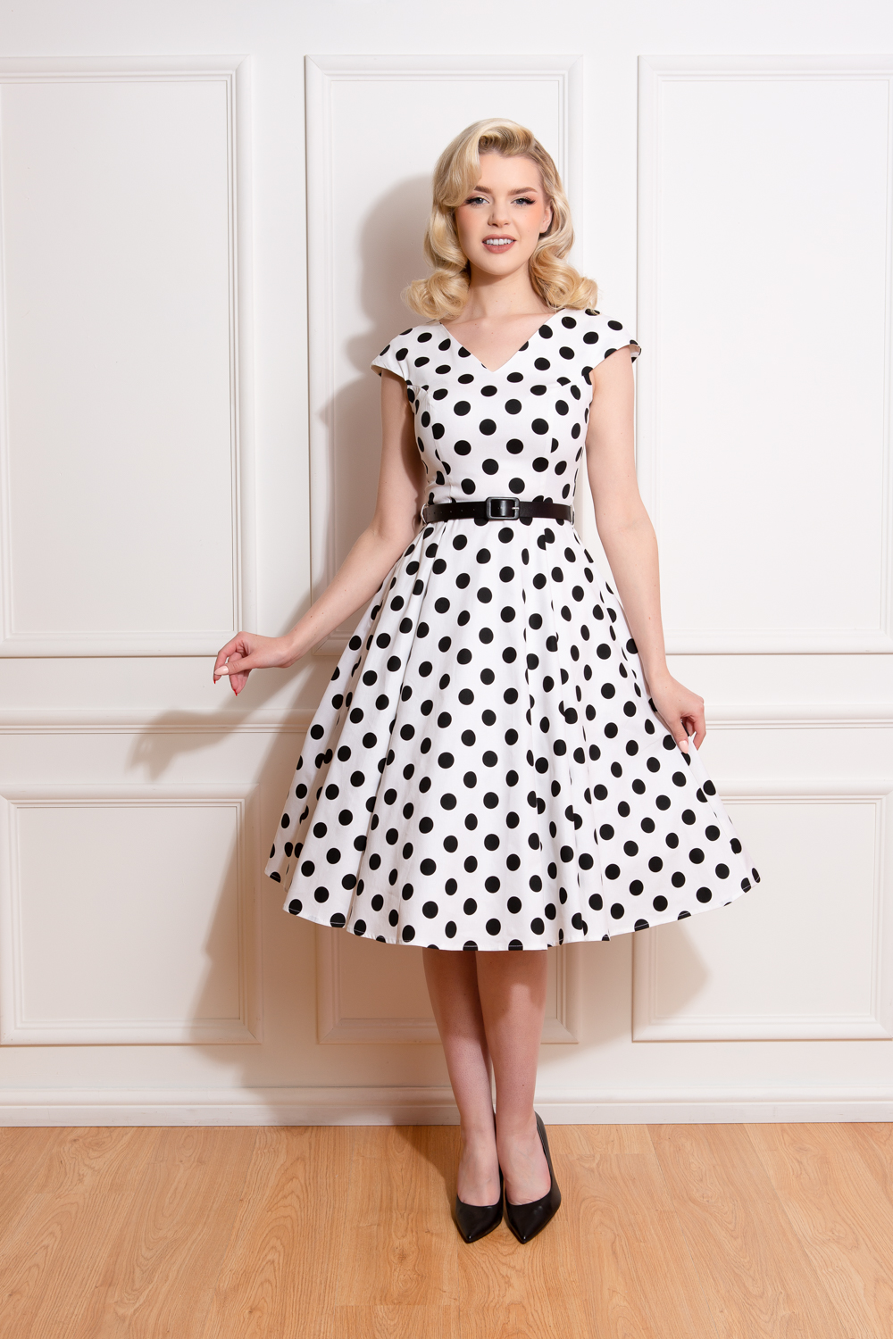 Tammy Polka Dot Swing Dress in Plus Size